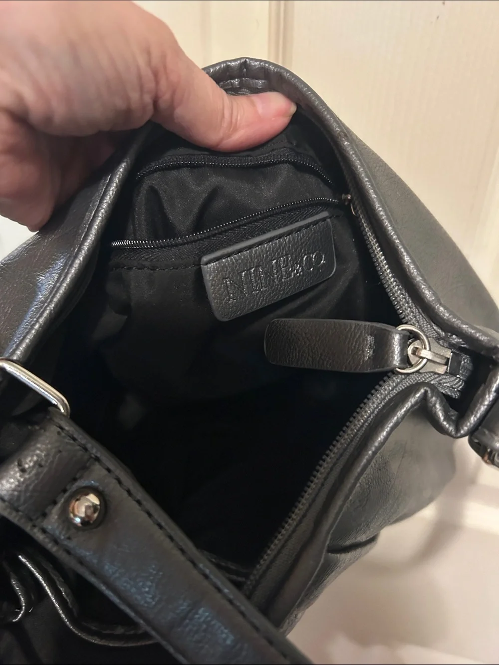 Nine & Co. Gray Faux Leather Shoulder Bag